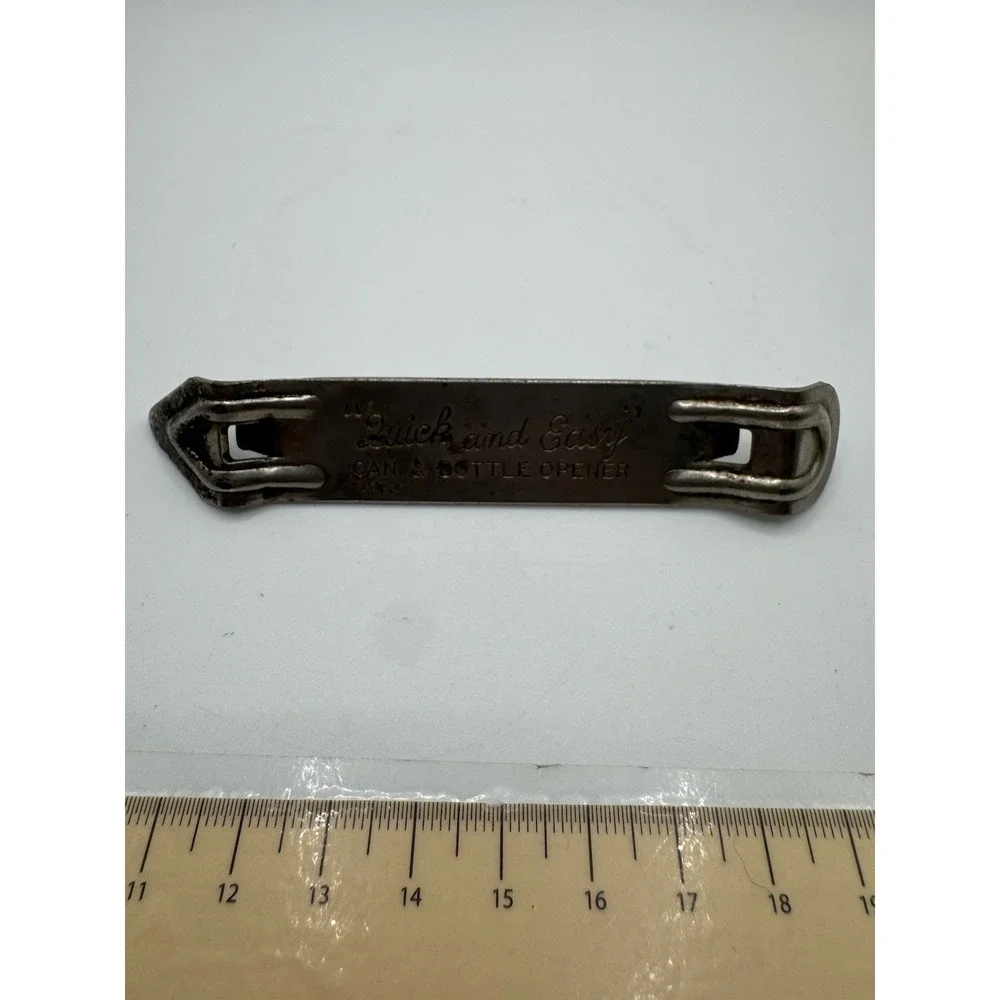 Quick and Easy Metal Bottle Can Opener Bar Advertisement Collectible